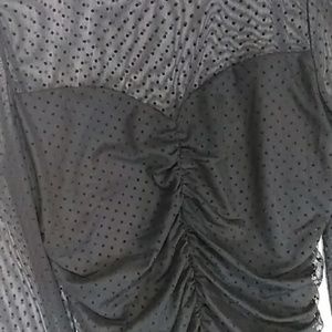 Express Shear Polka Dot Top With Puff Slee…